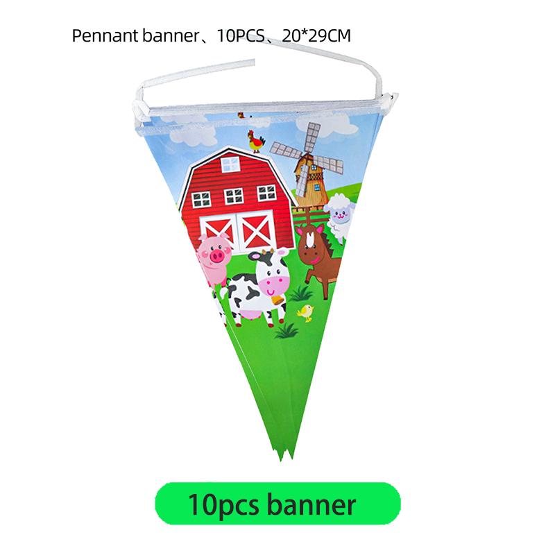 Farm Cartoon Animals Birthday Decoration Party Supplies Tableware Balloons Cup Plates Set Backdrop Banner Birthday Cake Deco Kit