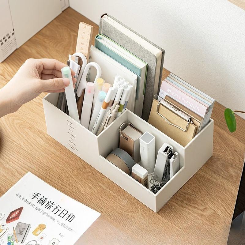 Office Desktop Storage Pen Holder, Student Learning Grid Plastic Pen Holder