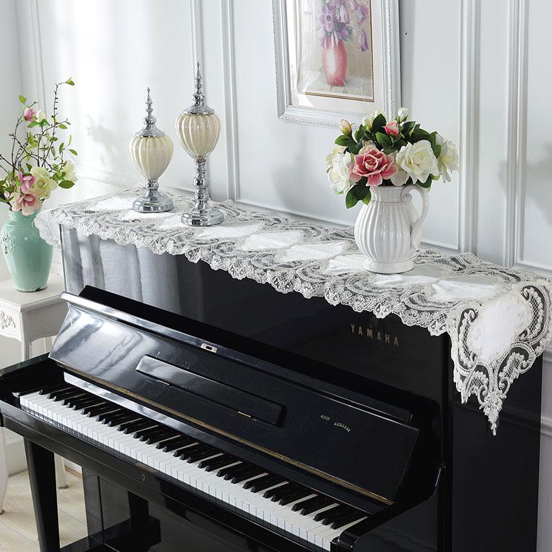 Piano Cover White Elegant Gold Velvet Table Flag Modern Piano Cloth Table Runner Embroidered Piano Covers European Lace Keyboard