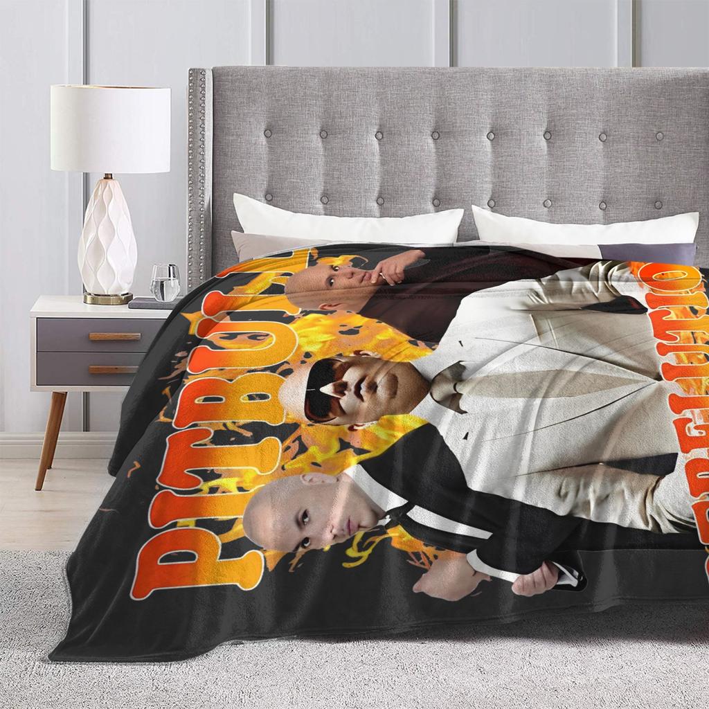 Pitbull Concert 90s Mr. Worldwide Pitbull Music Blanket Warm Soft Plush Throw Blanket For Bedroom Flannel Bedspread Bed Cover