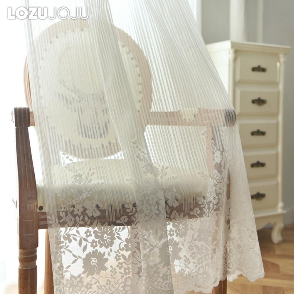 1PC 10-20% Light Blocking Transparent Lace Floral Wave Bottom Curtain for Living Room Bedroom Balcony Home Decor LOZUJOJU