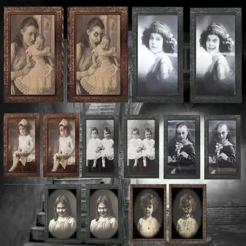 Pretty 3D Changing Face Ghost Picture Frame Halloween Decoration Horror Craft Supplies Haunted House Party Decor Halloween Props