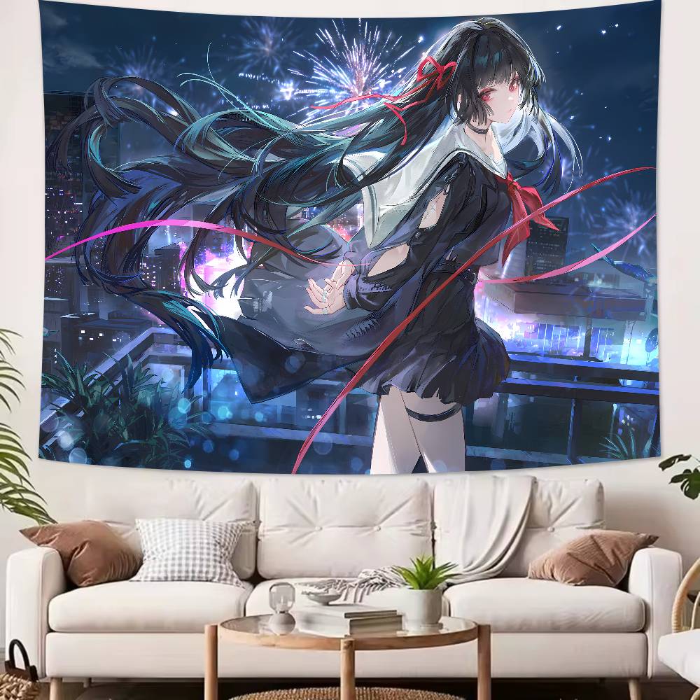 Hot Pretty Girl Chisa Wuthering Wave GAMING Tapestry Wall Hanging Wall Rugs Dorm Decor Blanket Camping Decoration Tapestry