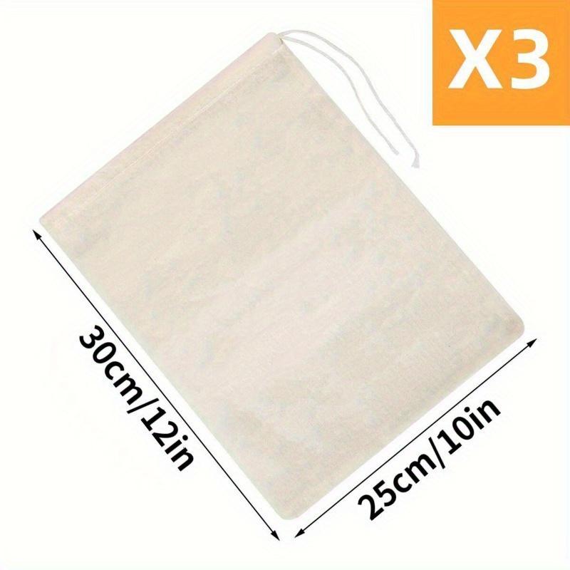 3Pcs/sets Reusable Cheese Bag, Used for Filtering Coffee Filters, Mesh Bags, Squeezable Natural Filtering Nut Milk Filter Bags