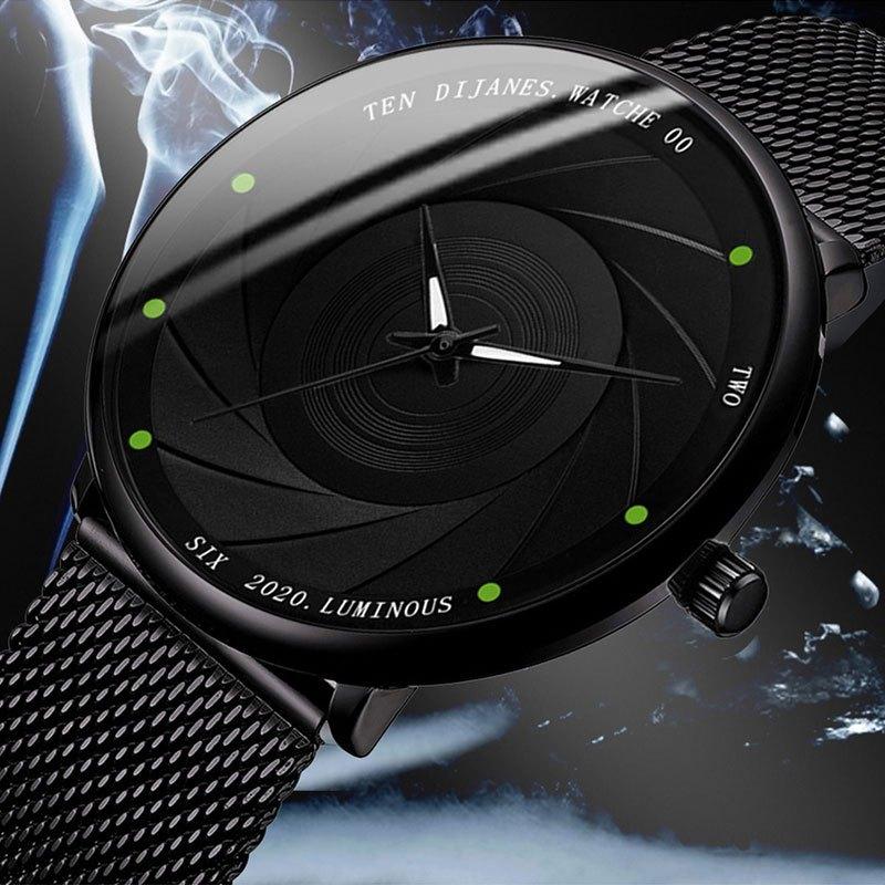 DIJANES 2pcs/set Men's Business Minimalist Quartz Watch Stainless Steel Mesh Band Wrist Watch & Her King Bracelet, Valentine's Day Gift For Him