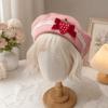 Lace Edge Knitted Beret Soft Bow Beret Japanese Style Pullover Beanie Cap  Autumn Winter Season