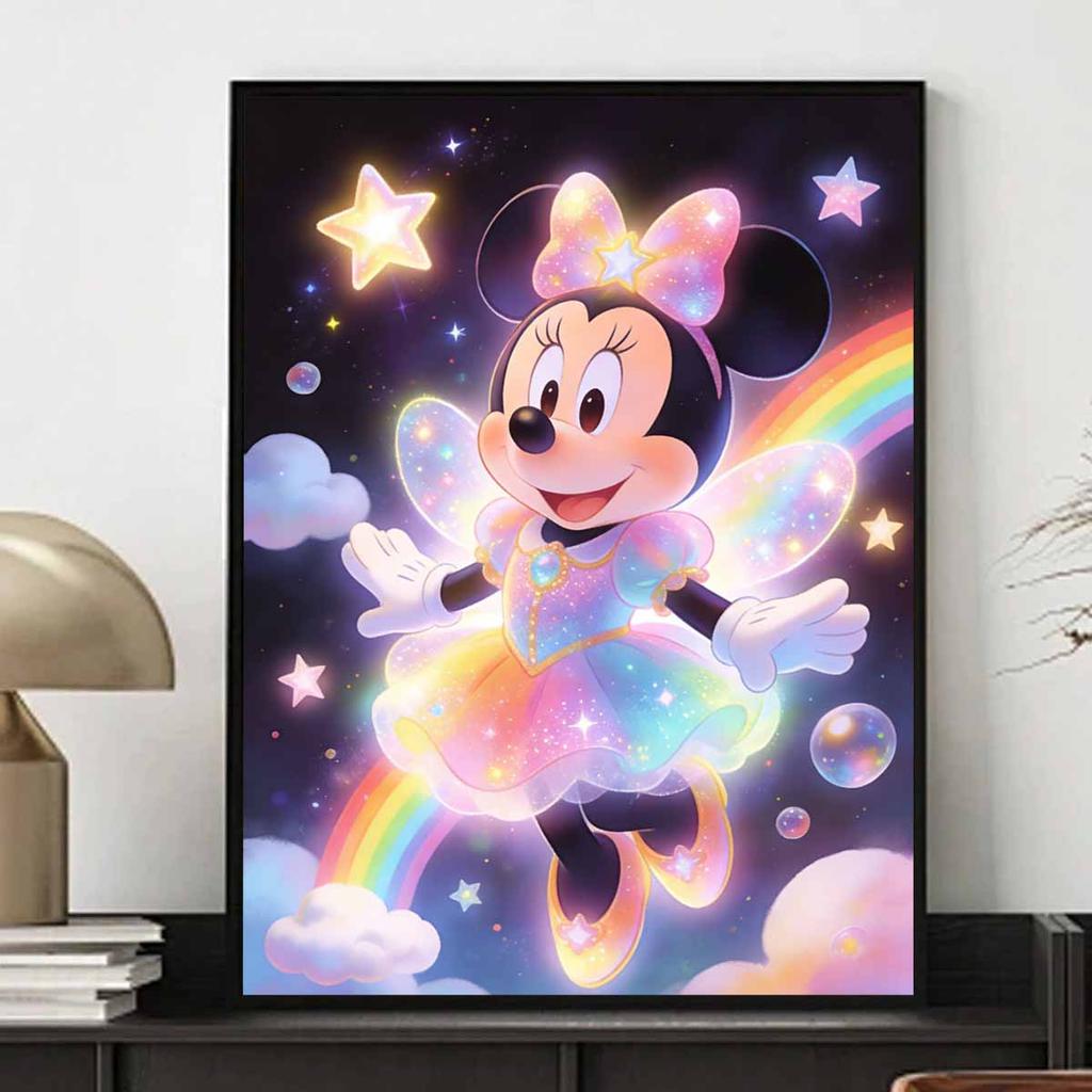 Disney Kit de Pintura com Diamantes Pintura de Fada Mágica Minnie Mouse Decoração de Parede de Casa Presente Feito à Mão