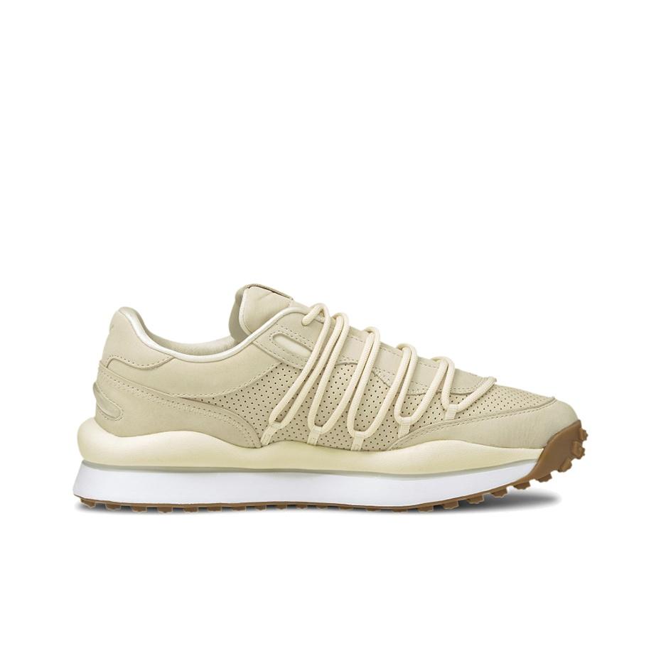 Puma Lace-Up Synthetic Leather Shock Absorbing Non-Slip Wear-Resistant Lightweight Low-Top Running Shoes Unisex Sneakers Khaki White 375956-02