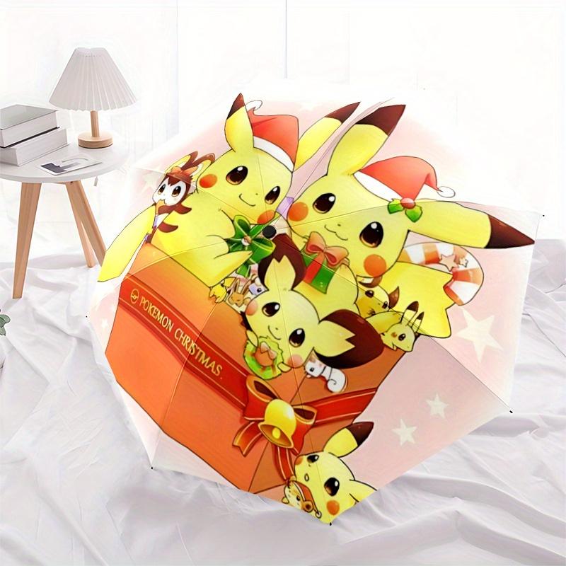

1pc Pokemon Pikachu Christmas Edition Pattern Beautiful Looking Automatic Folding Umbrella, 3 Folding, 8 Iron Frame Design, Durable and Suitable for T