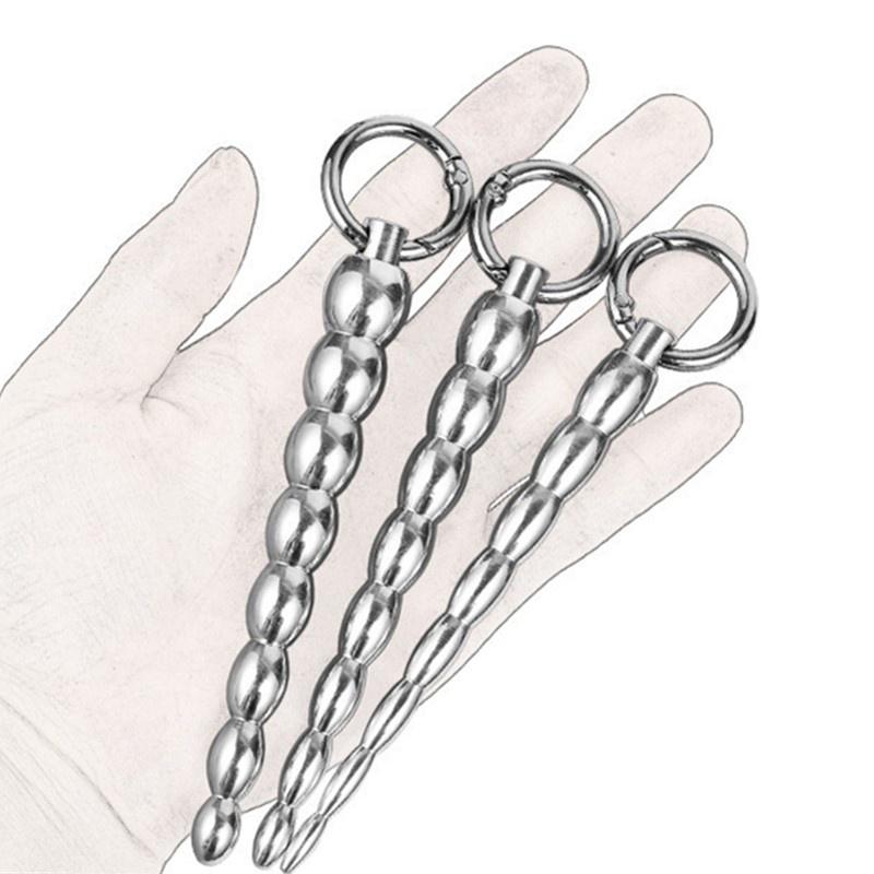 Metal Penis Beads Penis Plug Dilator Gradient Size Urethral Catheter Stimulator Male Masturbation Adult Toys Metal Sounding