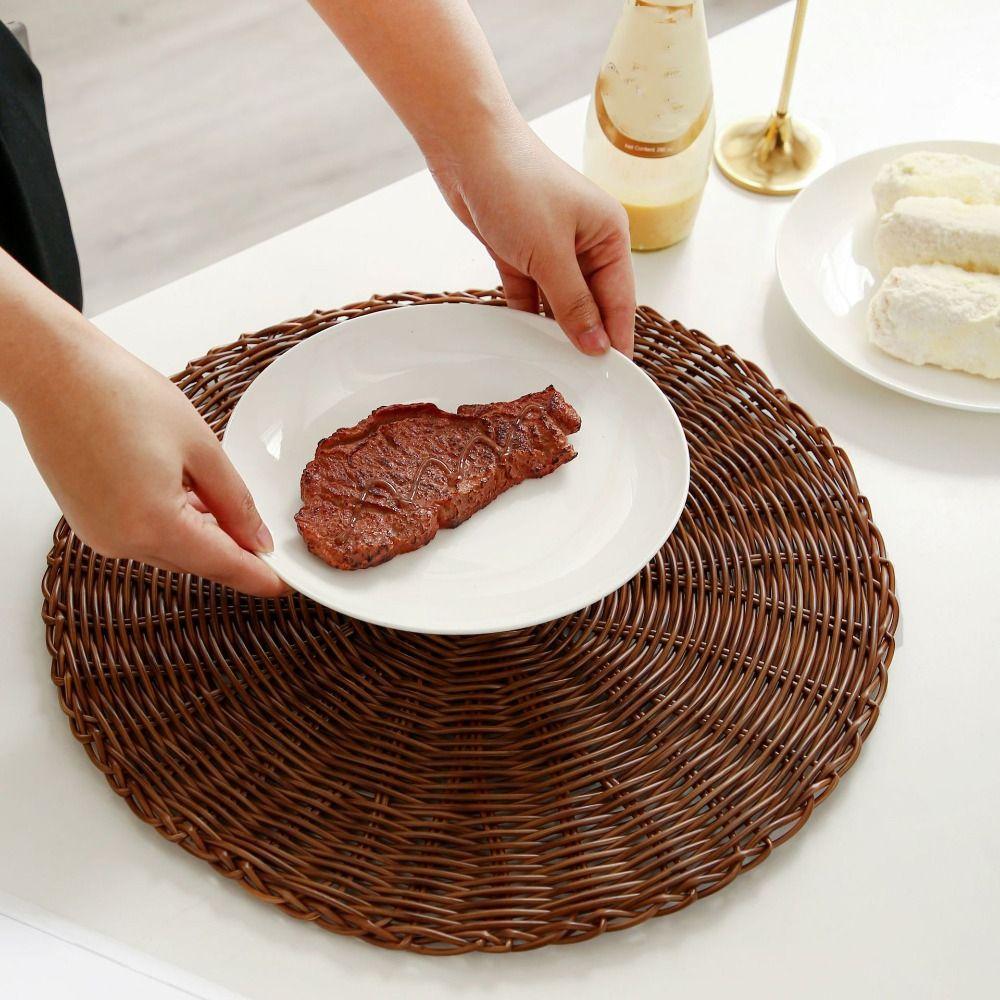 Imitation Rattan Heat-insulating Pad Round Coaster Dining Table Decoration Pot Holder Hot Bowl
