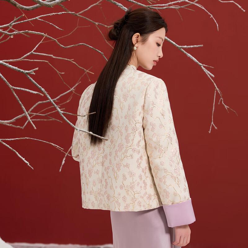 SanCai Plus Size Chinese Style Plum Blossom Duck Down Jacket