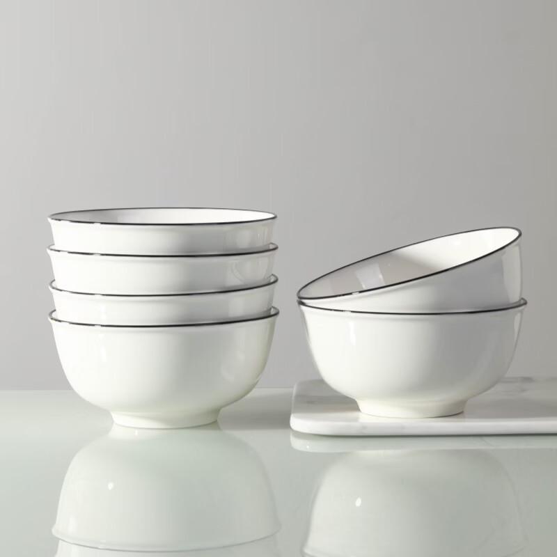 Haoya Jingdezhen Black Line Ceramic Noodle Bowls - Set of 6
