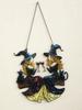 Acrylic Halloween Witch Hanging Decoration - Black Cat&Two Witches Toasting with Wine Glasses Wall Decor, Gothic Window Ornament