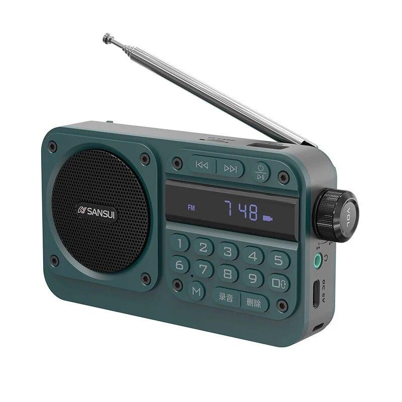 Mini Portable FM Radio HD LED Display Radios Recorder Wireless Bluetooth Speaker Hifi Lossless Music Player Support TF U Disk