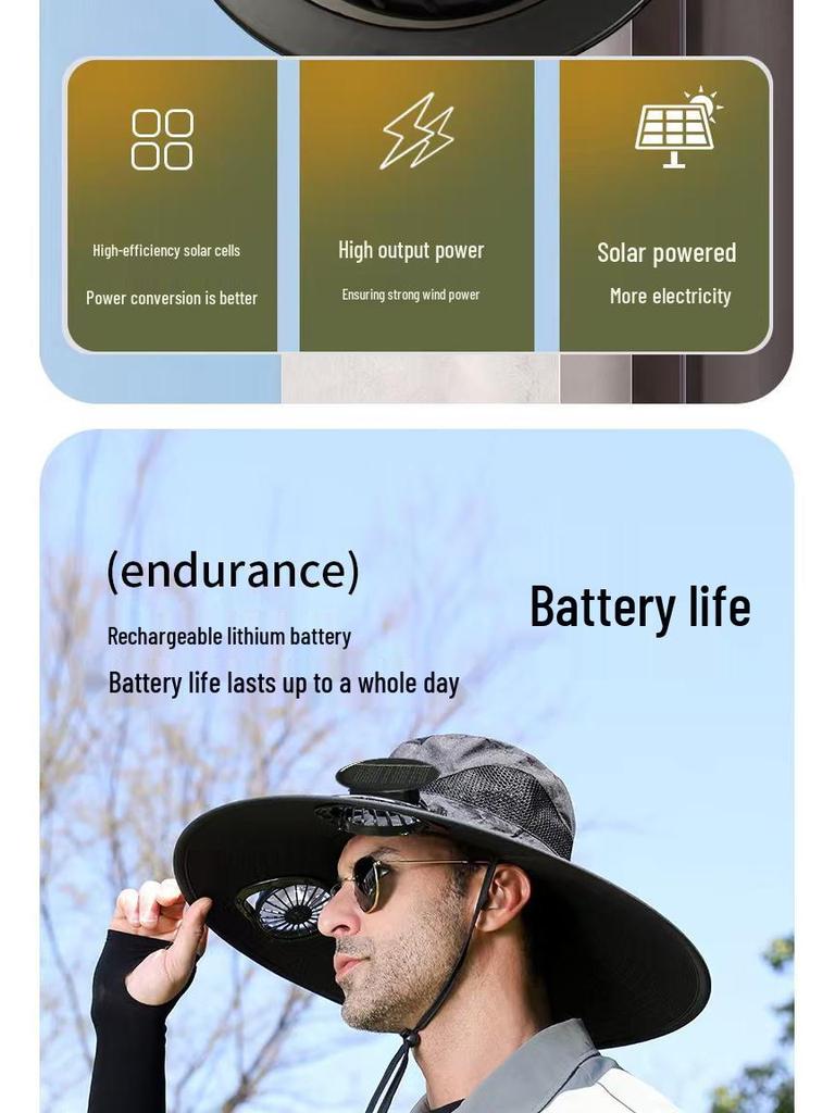 Men's Outdoor Wide Brim Sun Hat with UV Protection for Fishing