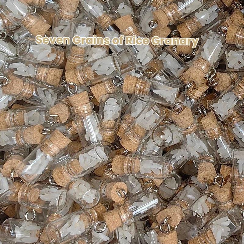 10Pcs Mini Glass Bottle Charm Pendant With 7 Rice Grains Cork Lids Wishing Bottle For Diy Keyring Craft Jewelry Making Accessory