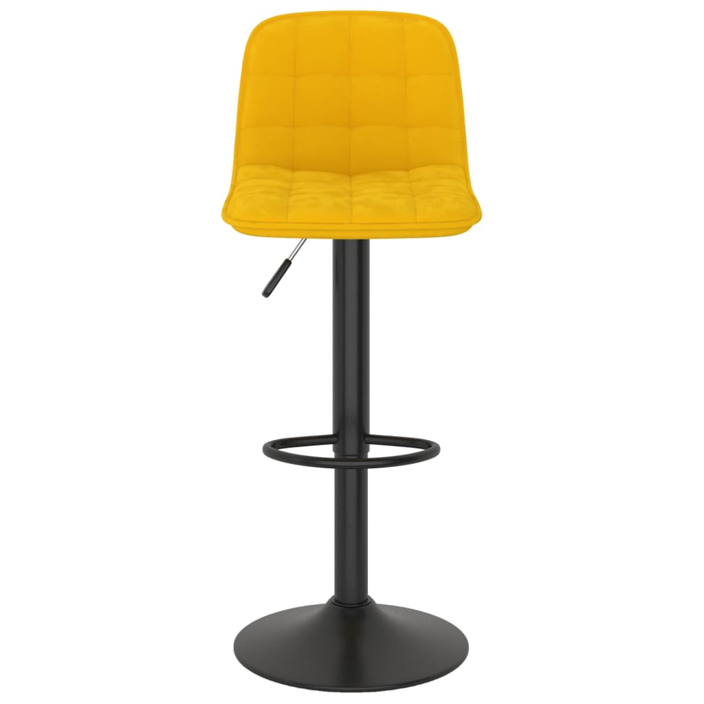 Bar Stool Set of 2 Yellow Velvet
