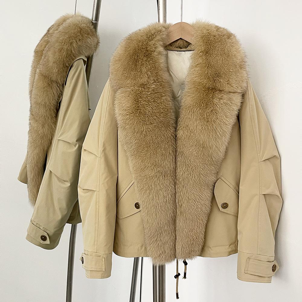 Fur Parka Jacket Fashion Short White Down Coat Winter Clothes Women Real Fur Puffer Jacket