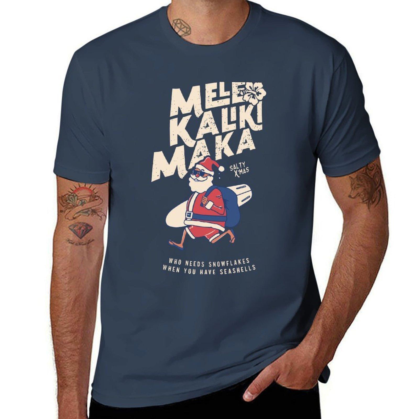 Mele Kalikimaka Funny Santa Hawaiian Getaway Christmas Gift Tshirt Plus Size Solid Color Tshirt S