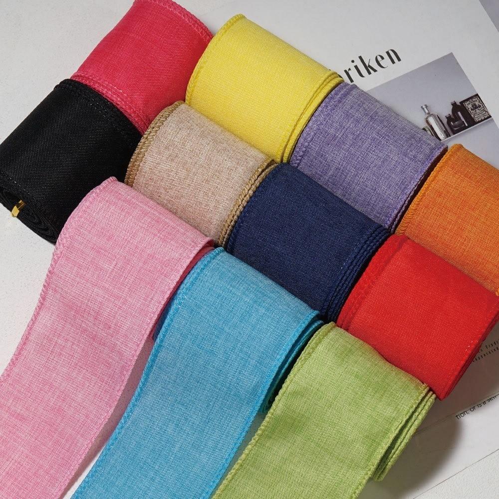 5 Yards/63mm Jute Drahtband Imitation Leinen Bunt Geschenkverpackung Juteband Einfarbig Geschenkverpackung Band