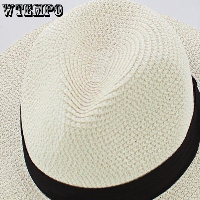 WTEMPO Women Summer Floppy Straw Beach Sun Hats Female Big Hem Casual Solid Color Travel Sunscreen Hat