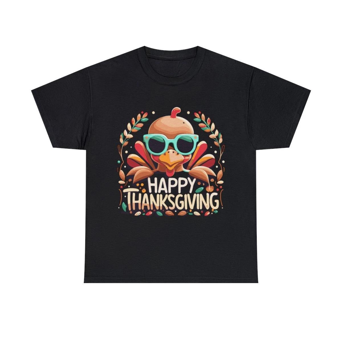 Happy Thanksgiving Turkey Graphic Tee Shirt, S-5XL XL