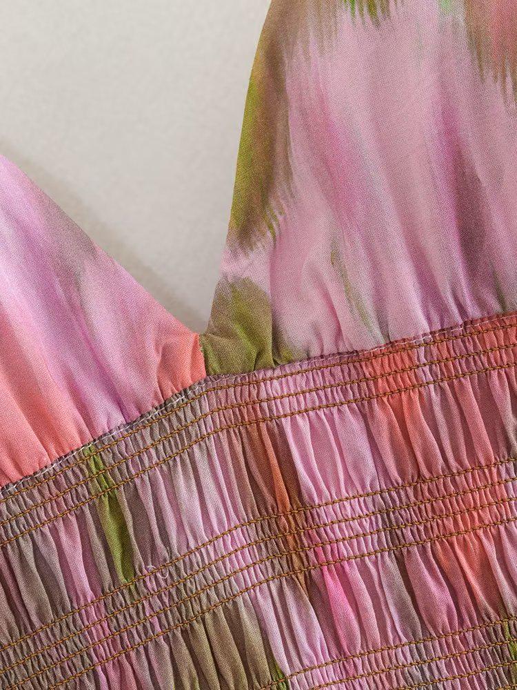 2023 European & American Style Women's Printed Midi Sundress