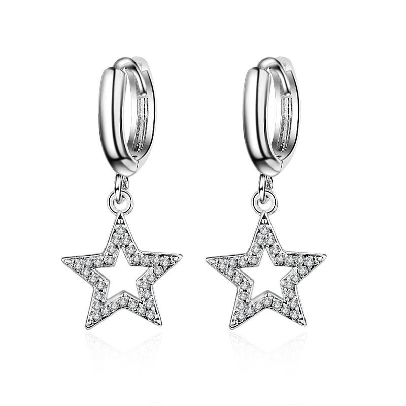 Chic Korean Five-Point Star Stud Dangle Earrings - Women's Cute & Versatile Jewelry