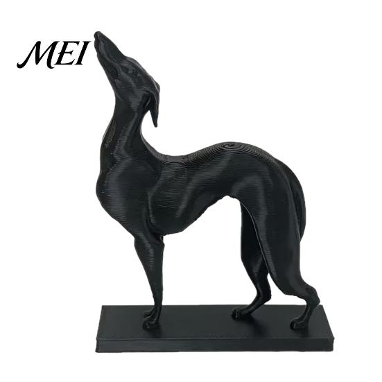Sleek Black Dog Figure 3D Printed Greyhound Statue, Matte Minimalist Sculpture, Lifelike Contemporary Animal Sculpture Figure, Statues for Home Office чёрный