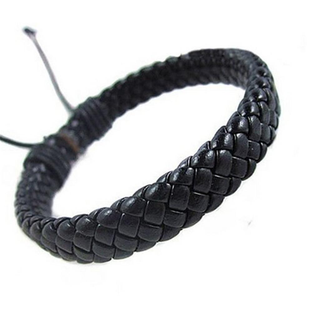 Simple Design Black Leather Bracelet For Women Men Punk Rope Chain Charms Bangles Gothic Jewelry Gifts A621