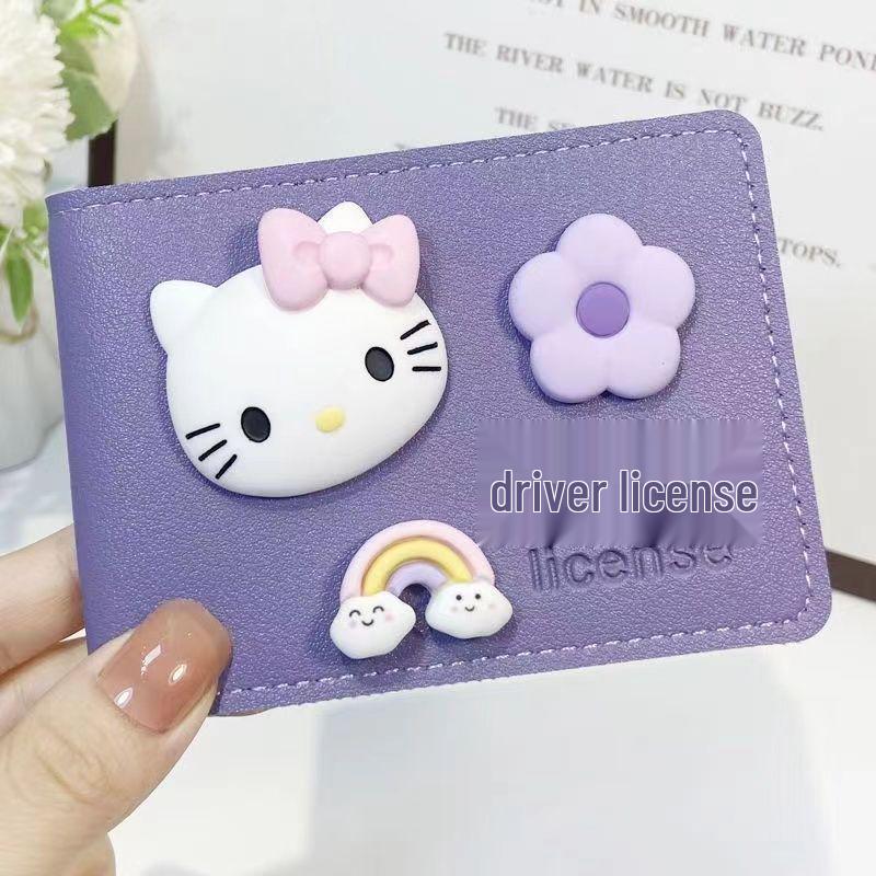 Motor Vehicle Cartoon Driver s License Leather Case – Cute & Protective Cover for Female Drivers 2 Card Slots