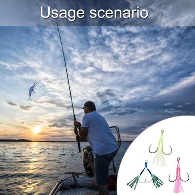 20Pcs Double Fishing Assist Hook Kits Slow Quickly Fall Jigs Fishing Hook Flash Dancing Jigging Assist Hooks Enduring