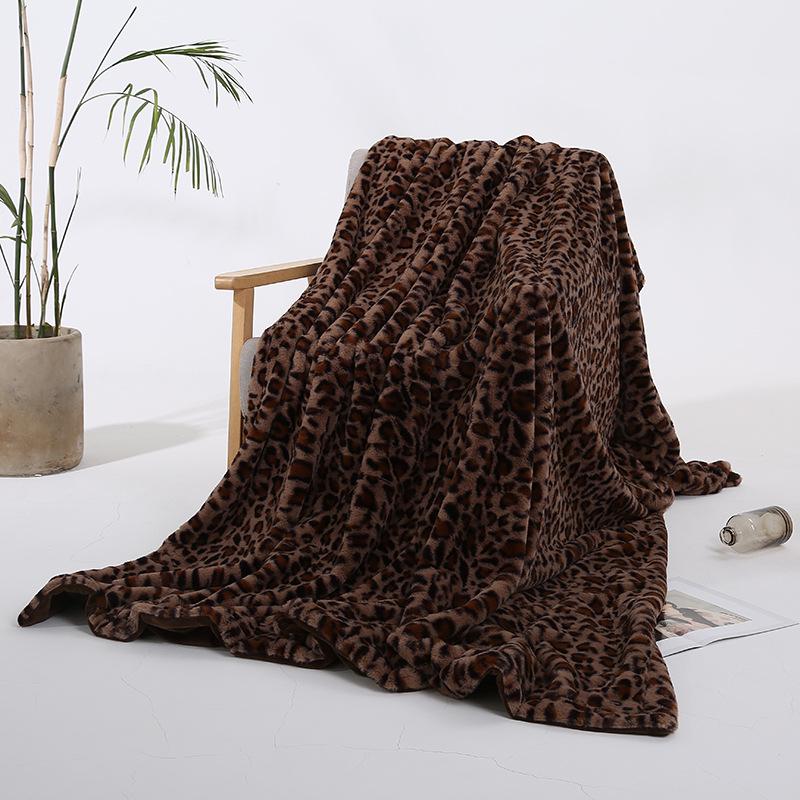 Leopard Print Blanket for Bed Thick Warm 2-Faced Zebra Cow Faux Animal Skin Winter Soft Sofa Throw Blankets Bedspread Bed Cover