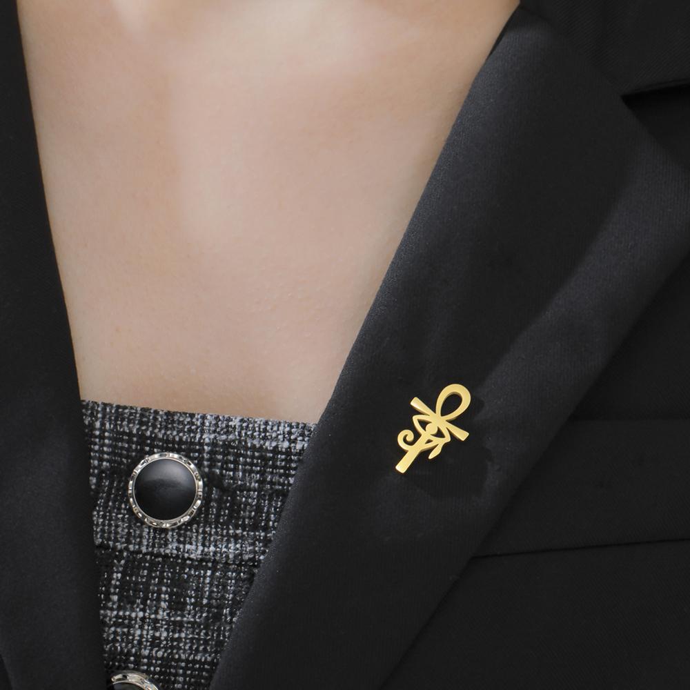 Dawapara Broszka Krzyż Ankh Starożytny Egipski Oko Horusa Przypinki do klapy Amulet Ochronny Biżuteria ze Stali Nierdzewnej