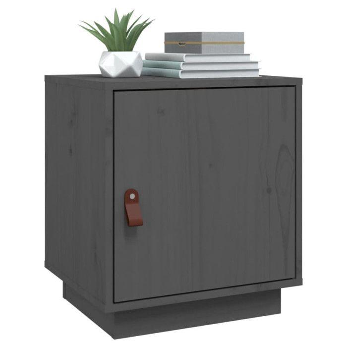 818280 vidaXL Bedside Tables 2 Pcs Grey 40x34x45 Cm Solid Pine Wood