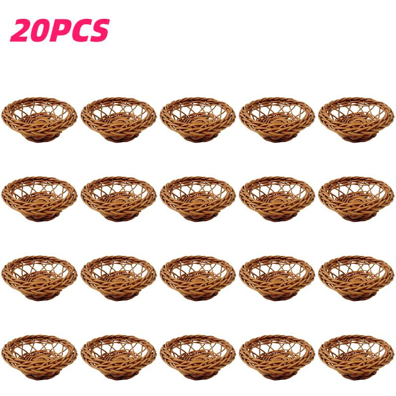 

20pcs Mini Woven Basket Set 7.87x3.05 cm Vintage Rattan Baskets Bulk Mini Woven Baskets for Favors & Crafts Gifts Shelf Baskets