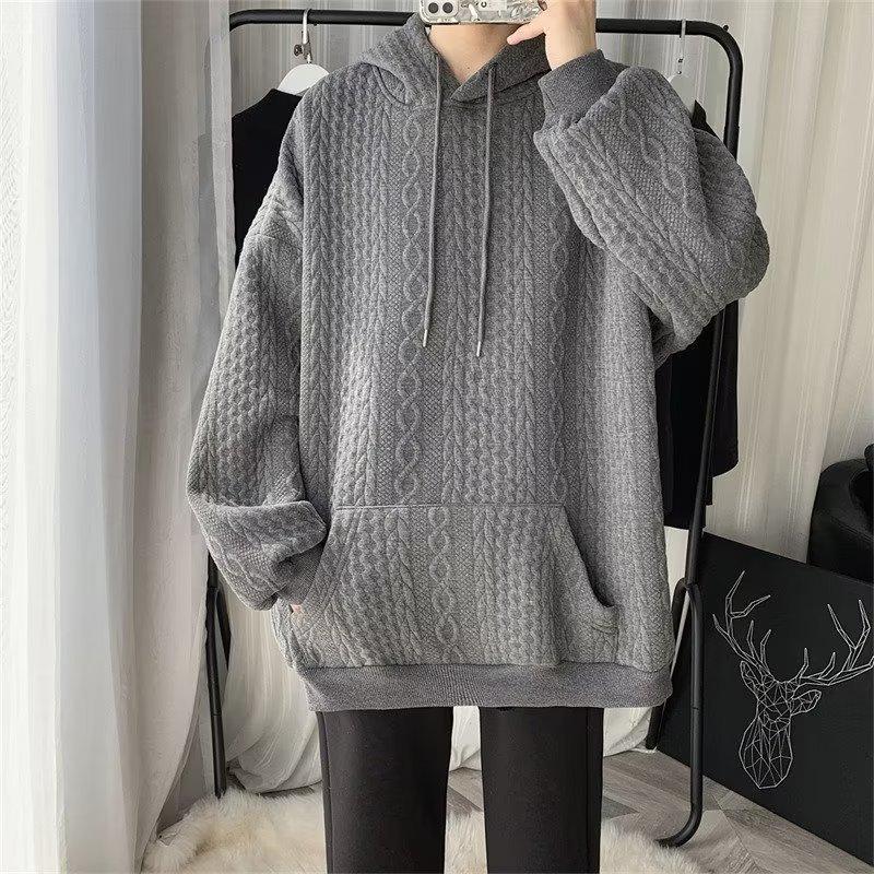 Men's Trendy Hoodie - Solid Color, Heavy Long Sleeve Pullover for Spring & Autumn
