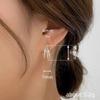 Dual Layer Baguette and Round Paved Click Hoop Earrings Women Elegant Bling Ear Jewelry
