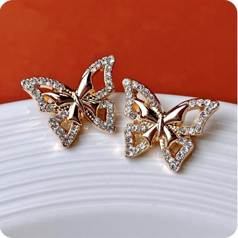 10pcs Metal Button DIY Craft High-Grade Inlaid Rhinestones Decorative Fashion Butterfly Shape Button Sewing Clothing Accessories