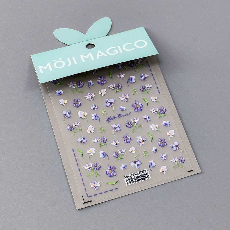 

Qiji Purple Orchid Three-Dimensional Relief Nail Sticker Waterproof Nail Sticker Decorative Decals Ornament 2953 2954 TS-2953 June Violet