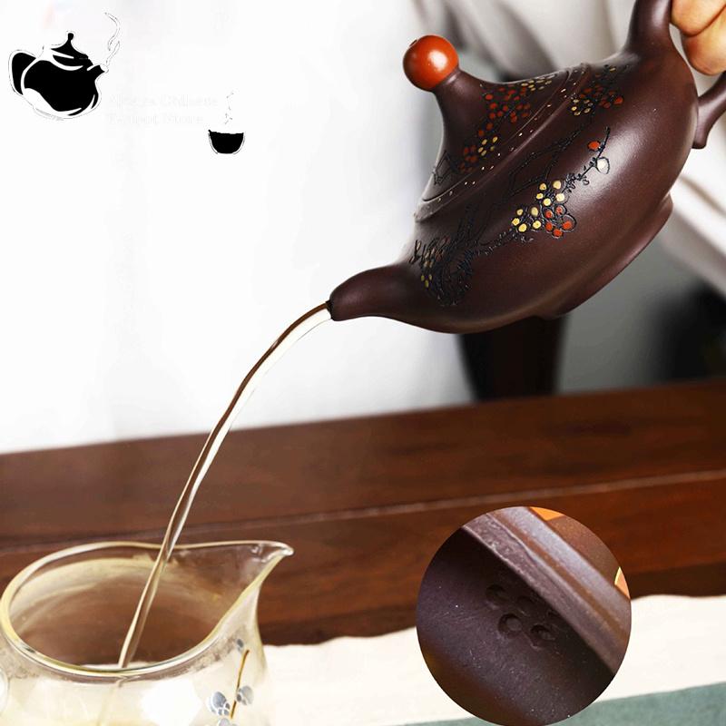 Yixing handmade purple clay pot old purple clay good luck kungfu tea set Chinese teapot 270ml