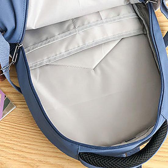 Rucsac din nailon de culoare contrastantă pentru studentă Rucsac de școală ocazional impermeabil, versatil, de mare capacitate