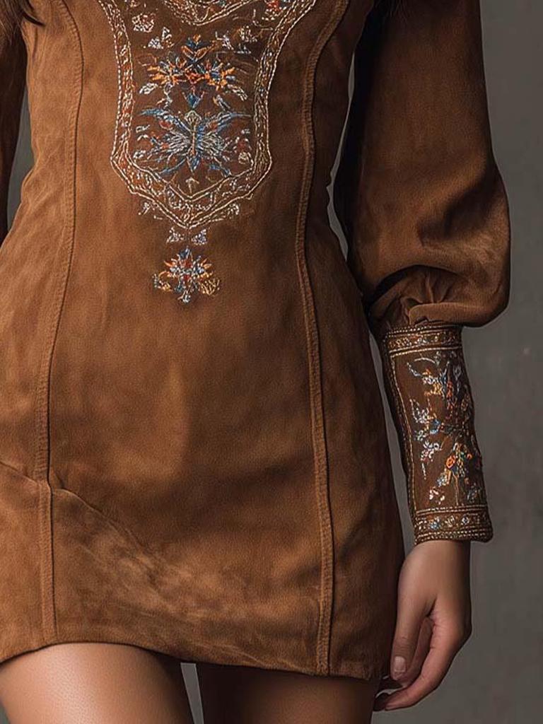 V-Neck Embroidered Mini Bodycon Dress for Women - European & American Style 2025