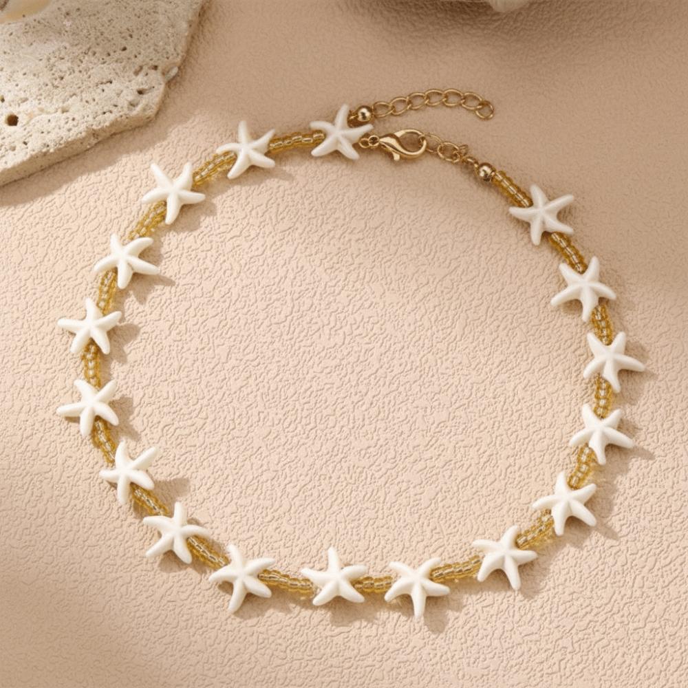 Texturierte Stränge Strand Boho Halskette mit Seestern Choker Neue Muschel Halskette für Damen Mädchen