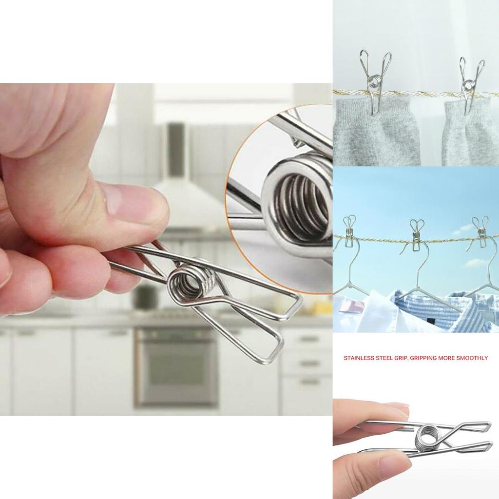 Sleek And Durable 20x Stainless Steel Clothes Pegs With User-friendly Design For Everyday Laundry Needs