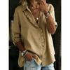 IHUASU Women's Fashion Casual Solid Color Print Long Sleeve V-Neck Blouses & Shirts