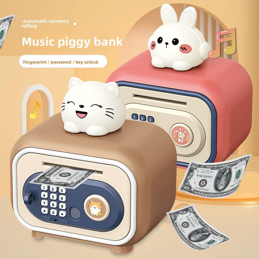 Kids' Cartoon Pet Piggy Bank - Multifunctional Automatic Money Roller Safe Box