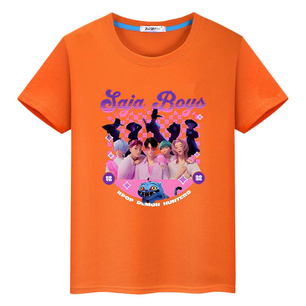 Saja Boys Kpop Demon Hunters Print 100%Cotton Cute Tops Y2k  T Shirt for Kids Boy 10year Anime Short  Kawaii Tees Girls Clothes