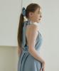 Belrma Sky Linen Back-Open Ribbon Halterneck Dress